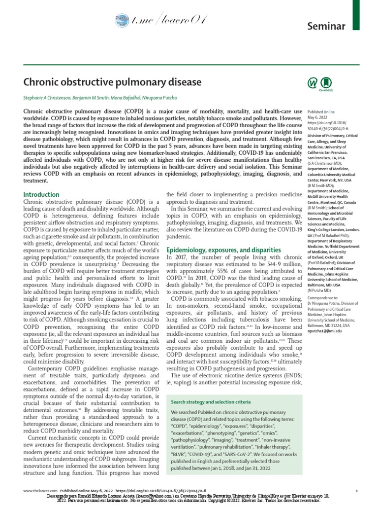Chronic Obstructive Pulmonary Disease (Lancet) | PDF | Chronic ...