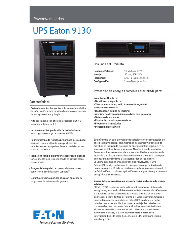 Eaton 9130 - Español 20152 | PDF | Servidor (Computación) | Ingenieria ...