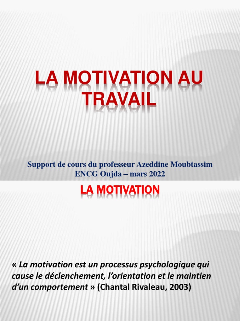 Théories de la motivation au travail | PDF | Motivation | Motivant