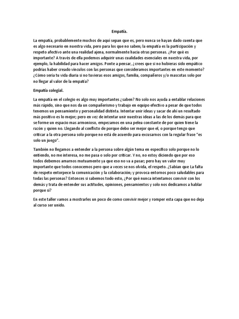 Importancia de la Empatía en el Aula | PDF