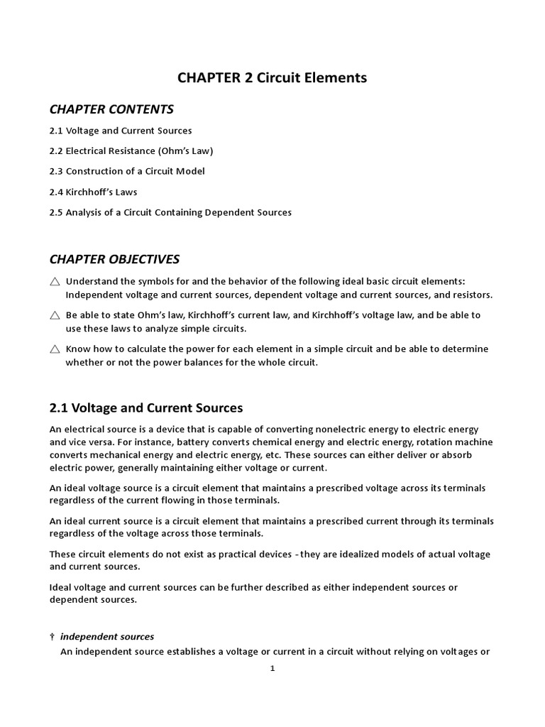 Understanding Circuit Elements An Analysis of Ideal Sources, Resistors
