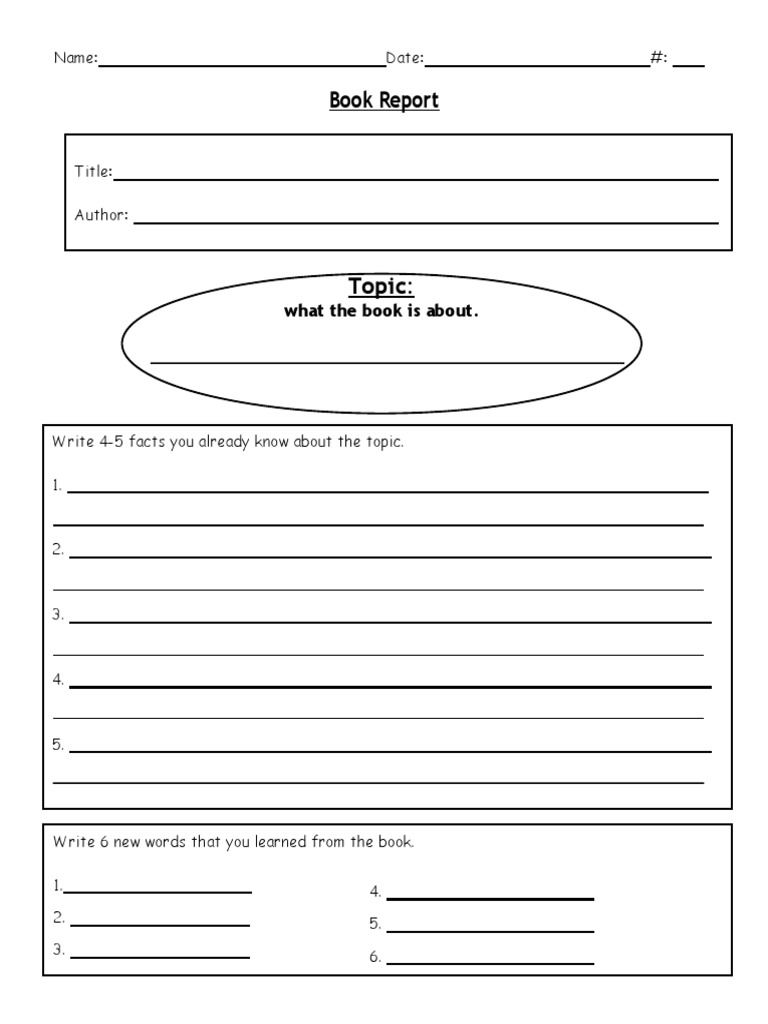 Book Report Template Worksheet | PDF | Career & Growth