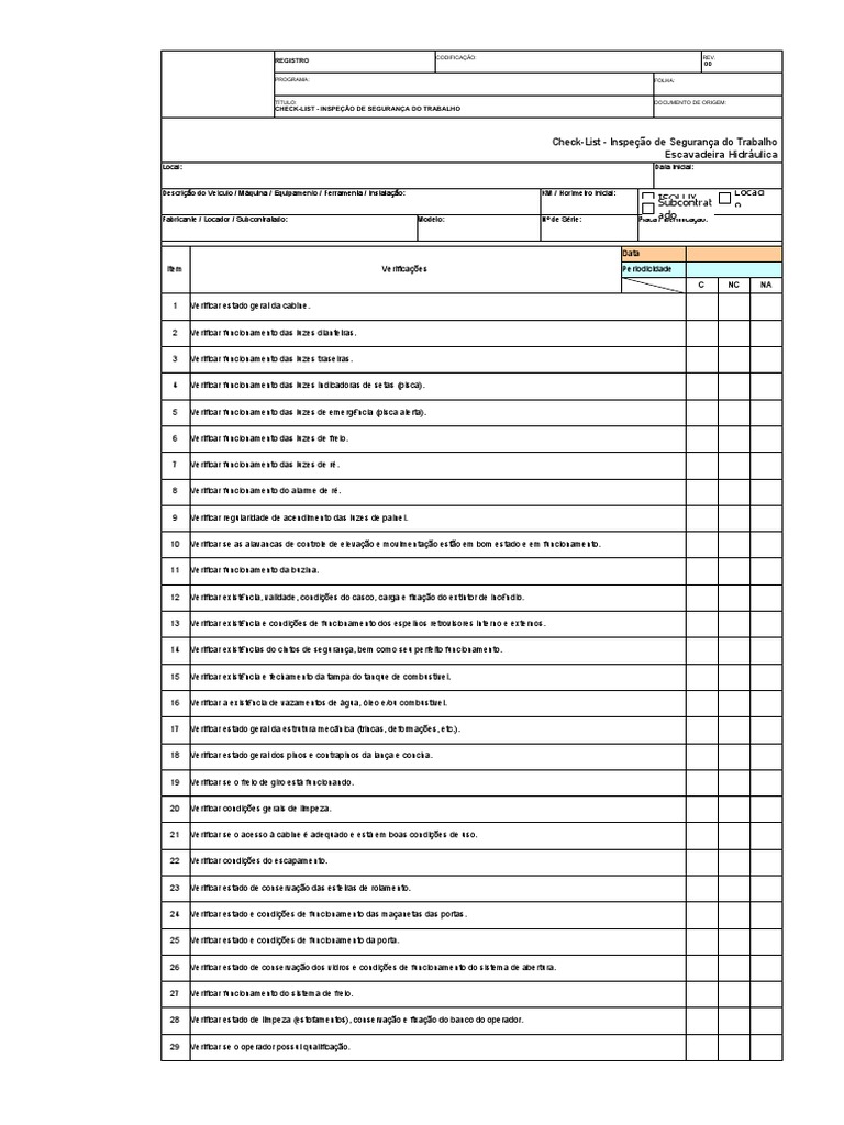 Modelo Check List Producto Alimentoejemplo De Check List