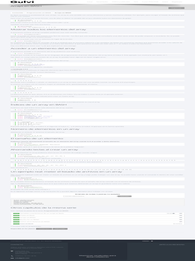 UT1.6.2 ARRAYS EN BASH - Programación en BASH | PDF | Estructura de ...