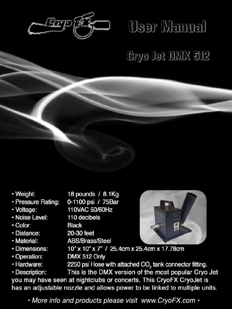 CryoFX Cryo Jet DMX 512 Manual Min PDF Electrical Connector Ac