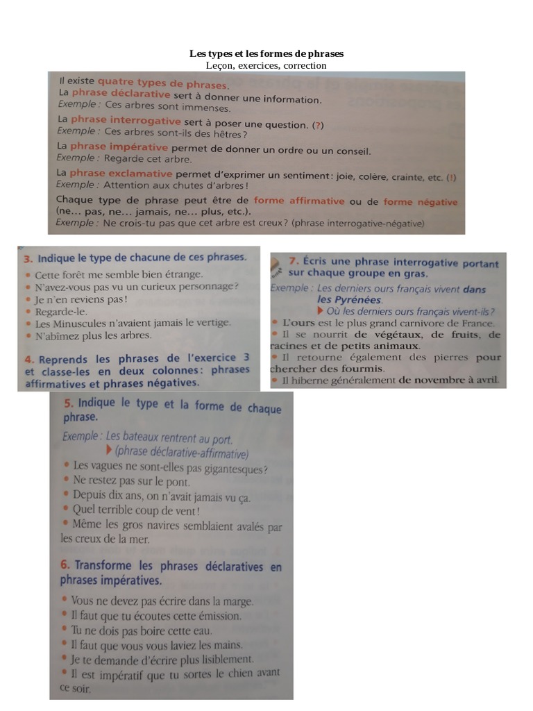 Types et formes de phrases : exercices | PDF | Maison et jardin