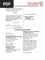 Tornetta v. Musk Et Al - Tesla Shareholders' CEO Compensation Plan Lawsuit