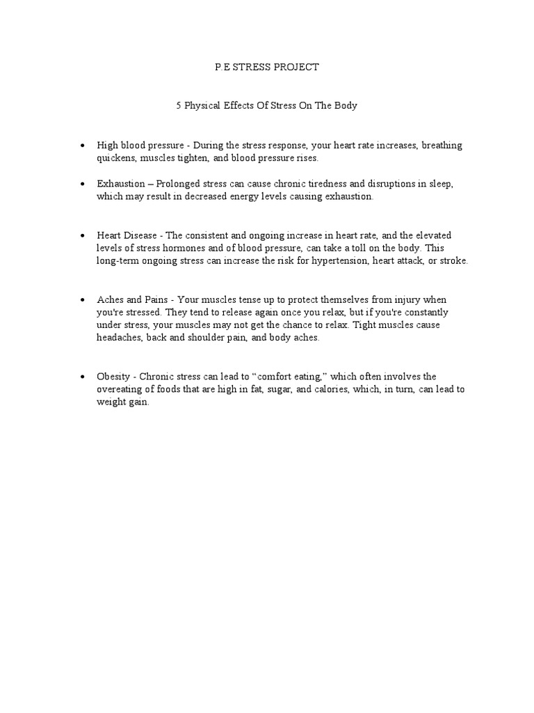 Physical Effects of Stress On The Body | PDF