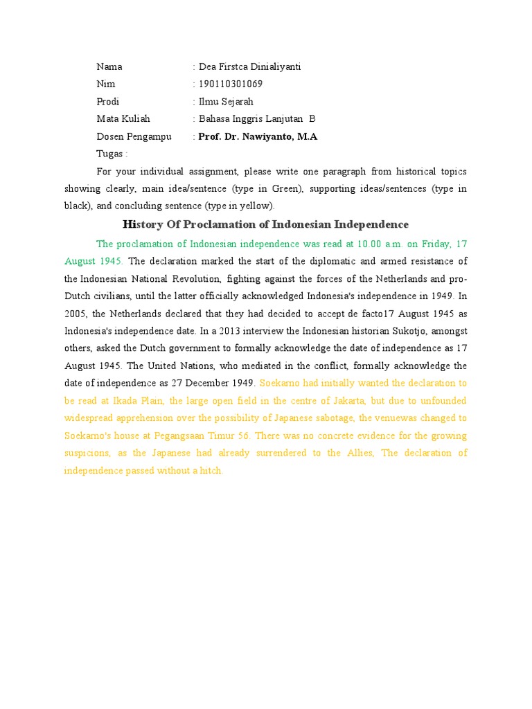 Writing Paragraph Assignment Task | PDF | Language Arts & Discipline ...