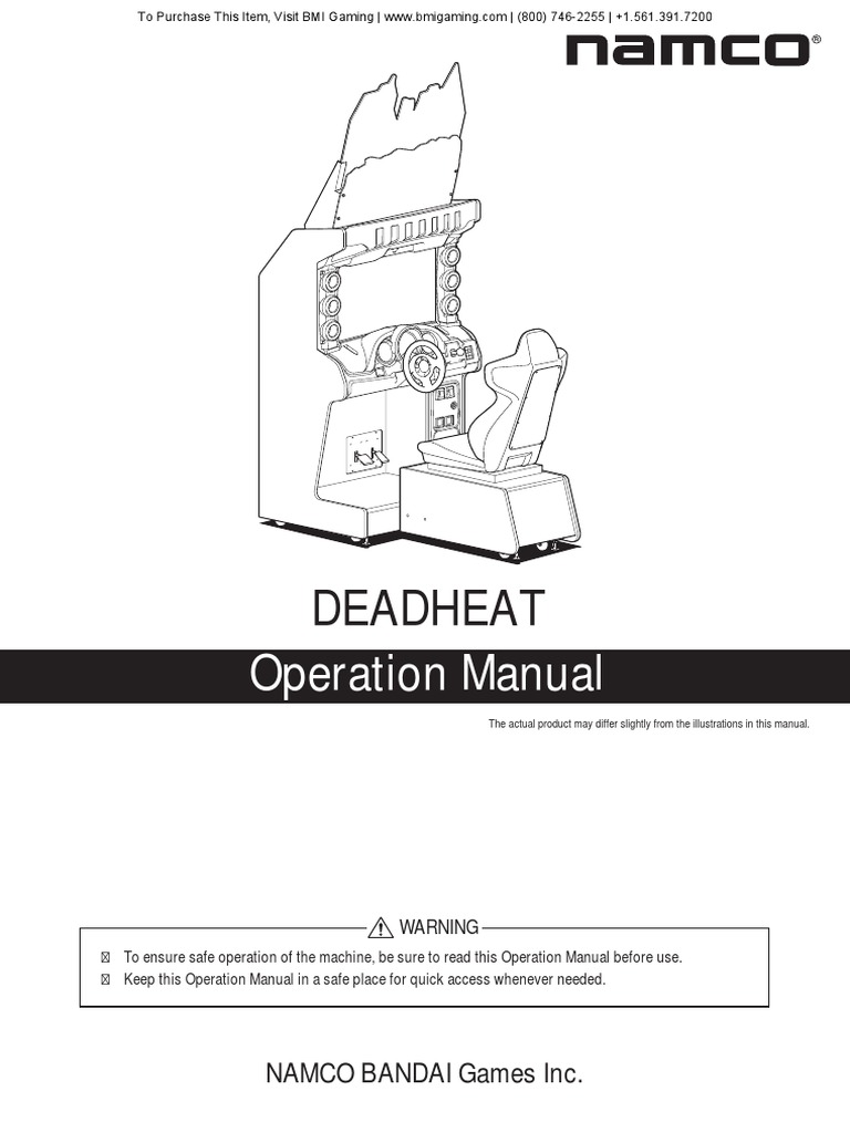 Dead Heat 32 Video Arcade Racing Game Operators Manual Namco | PDF ...