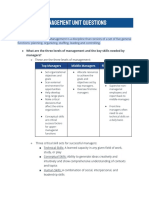 Management Unit Questions