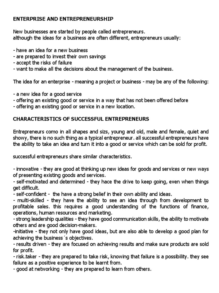 Enterprise and Entrepeneurship | PDF | Entrepreneurship | Business Plan
