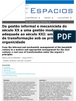 Da Gestão Informal e Mecanicista Do Seculo XX A Uma Gestão Moderna