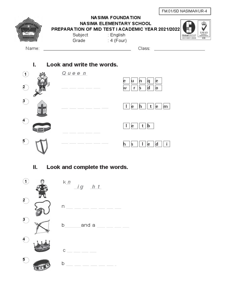 Preparation English 4 Mid Test Pdf