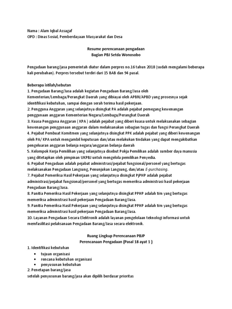 Perencanaan Pengadaan Barang/Jasa Pemerintah | PDF