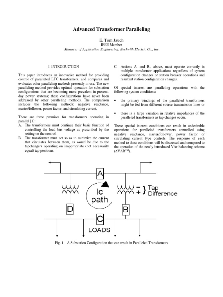 Advanced Transformer Paralleling Transformer Electrical Impedance