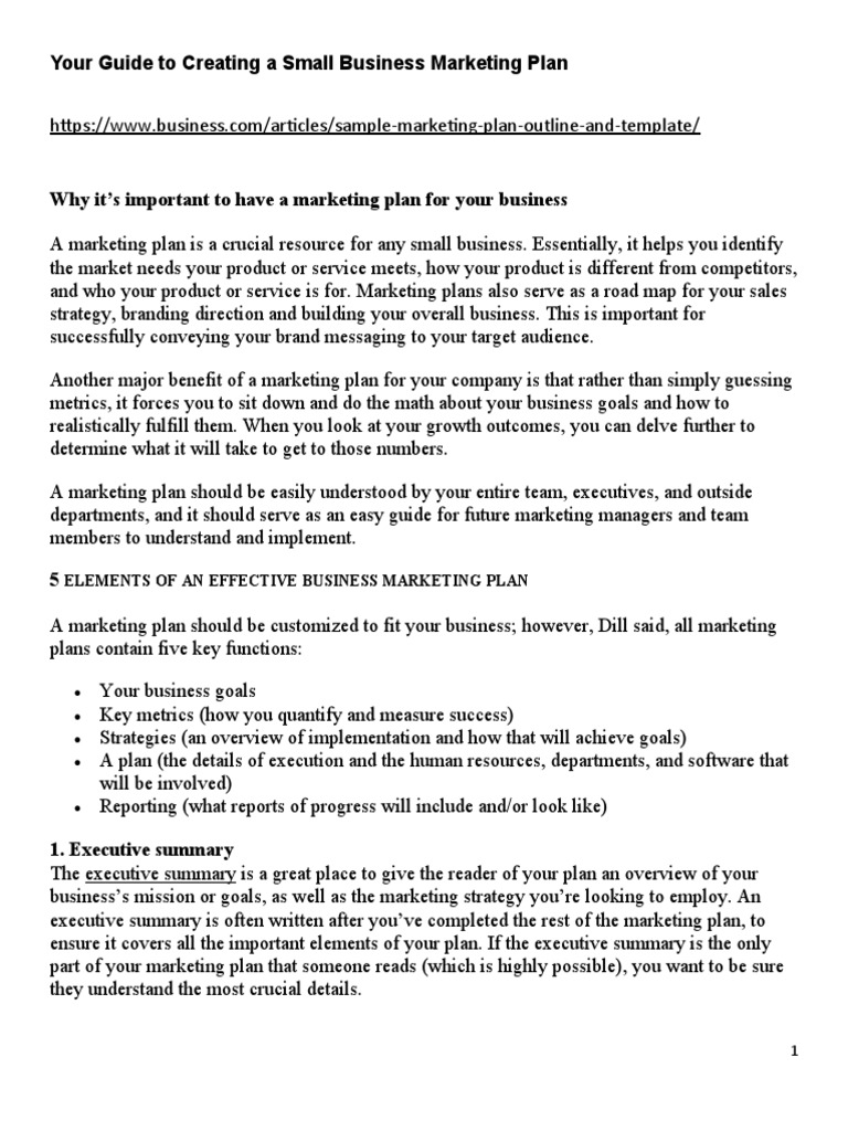 Small Business Marketing Plan Guide | PDF | Marketing | Pricing