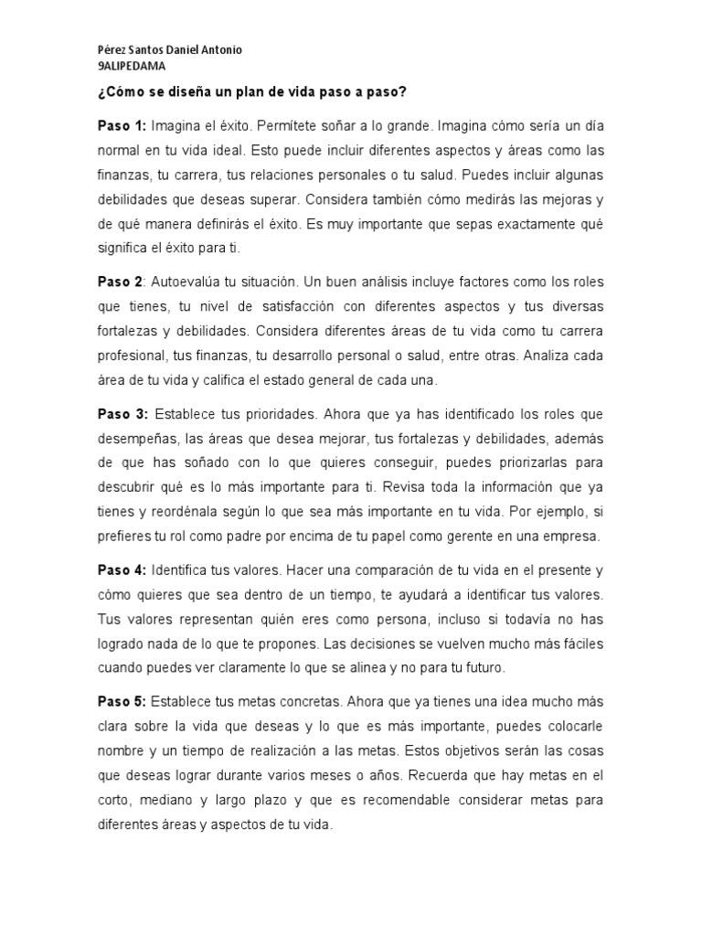 Diseña tu plan de vida en 7 pasos | PDF | Cognición