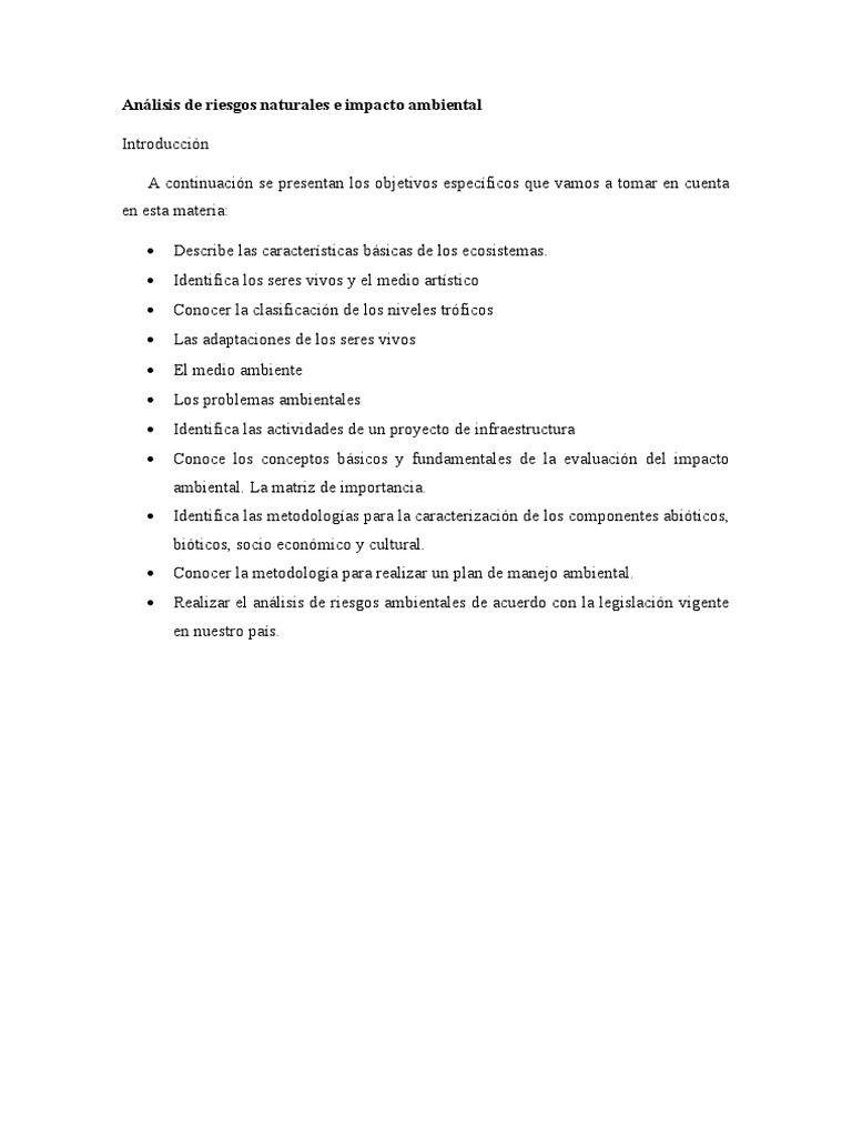 Analisis de Riesgos e Impacto Ambiental | PDF | Entorno natural ...