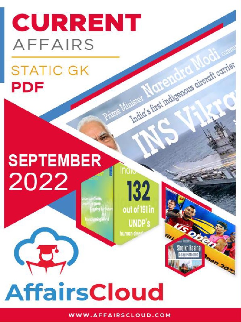 Static GK September 2022 PDF by AffairsCloud New 1 | PDF ...