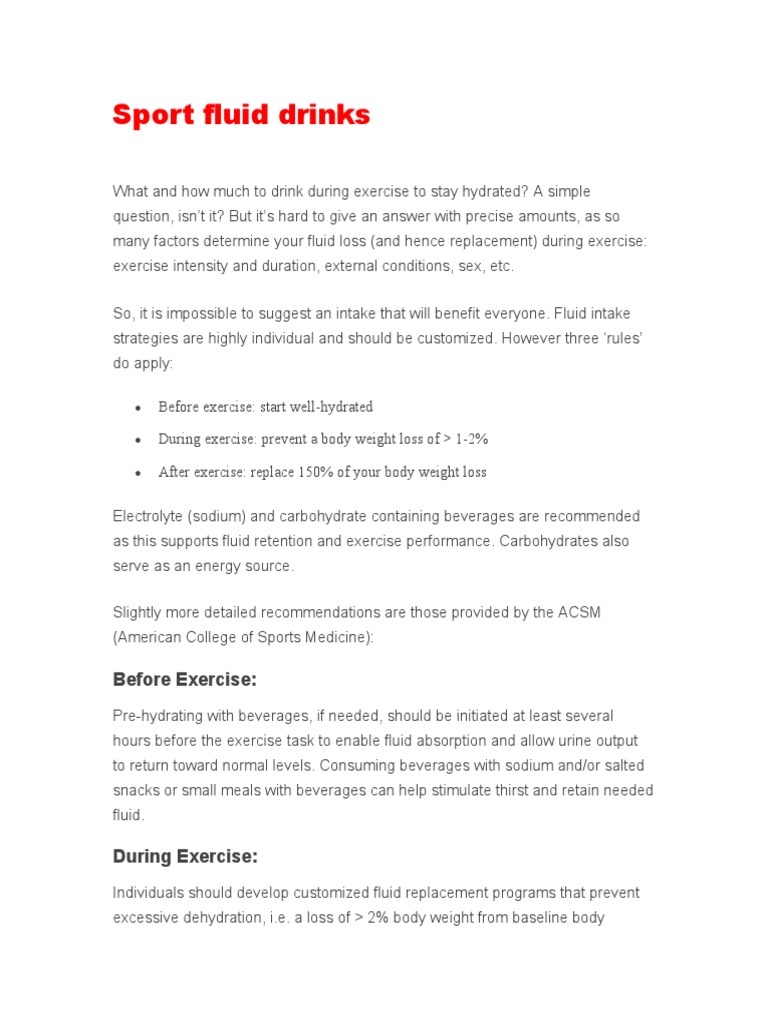 Sport Fluid Drinks PDF Dehydration Nutrition Facts Label