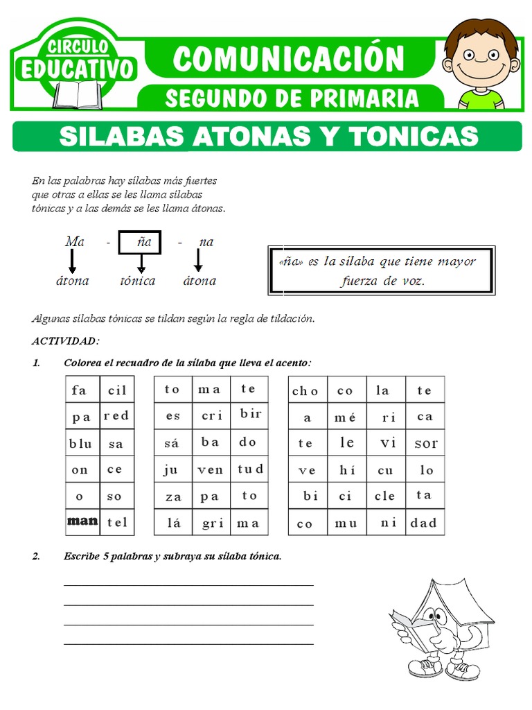 Silabas Atonas y Tonicas para Segundo de Primaria | PDF