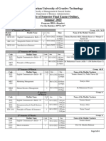 Revised Schedule of Semester Final Exams Online Summer 2022 BBA