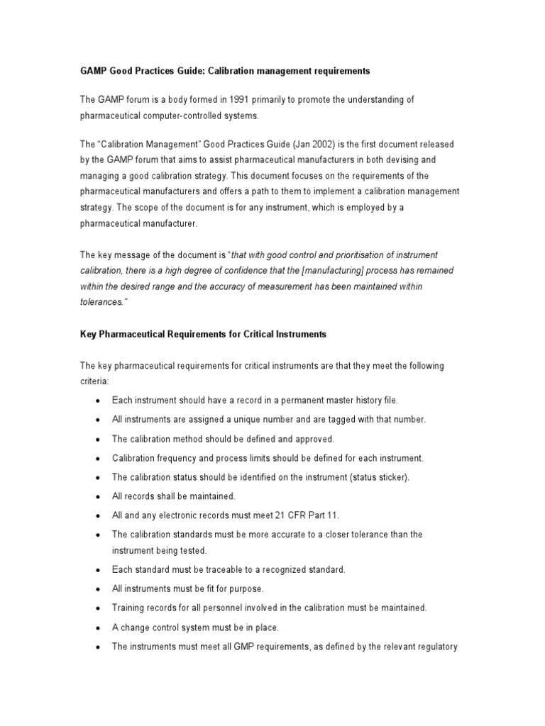 Gamp Calibration | PDF | Calibration | Business