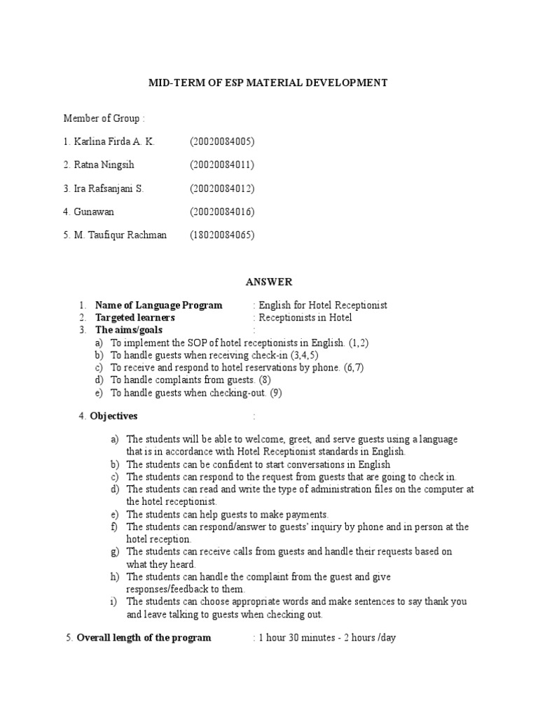 Esp Material Development PDF Linguistics Cognitive Science