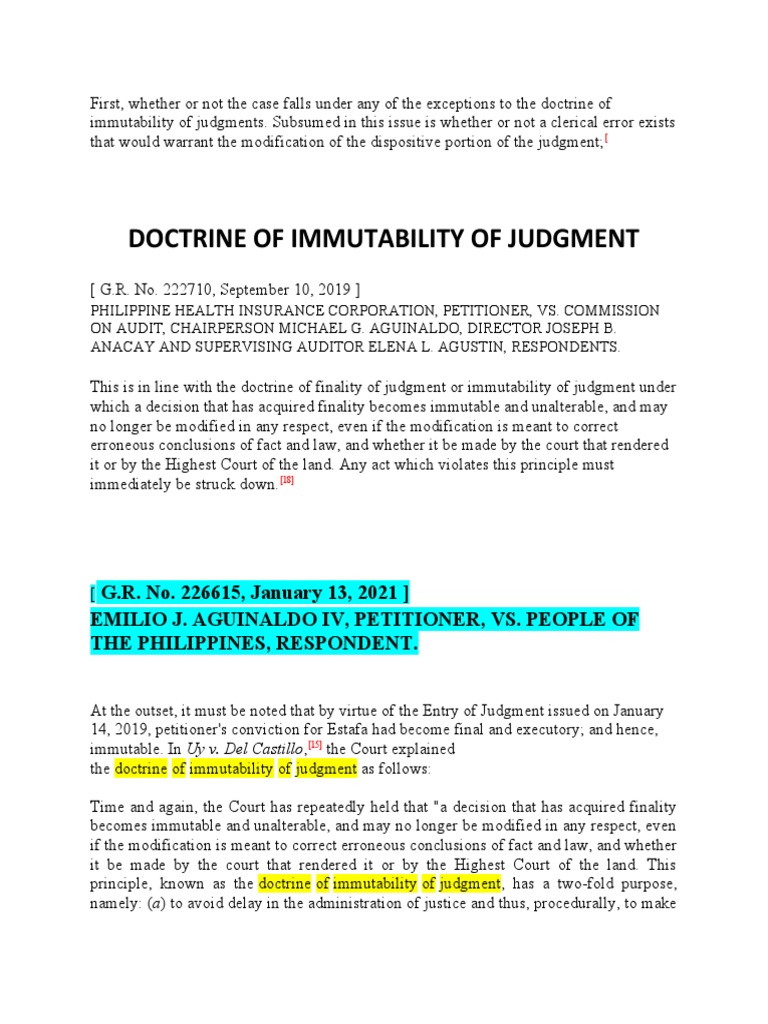 Immutability of Judgment PDF Judgment (Law) Collateral Estoppel