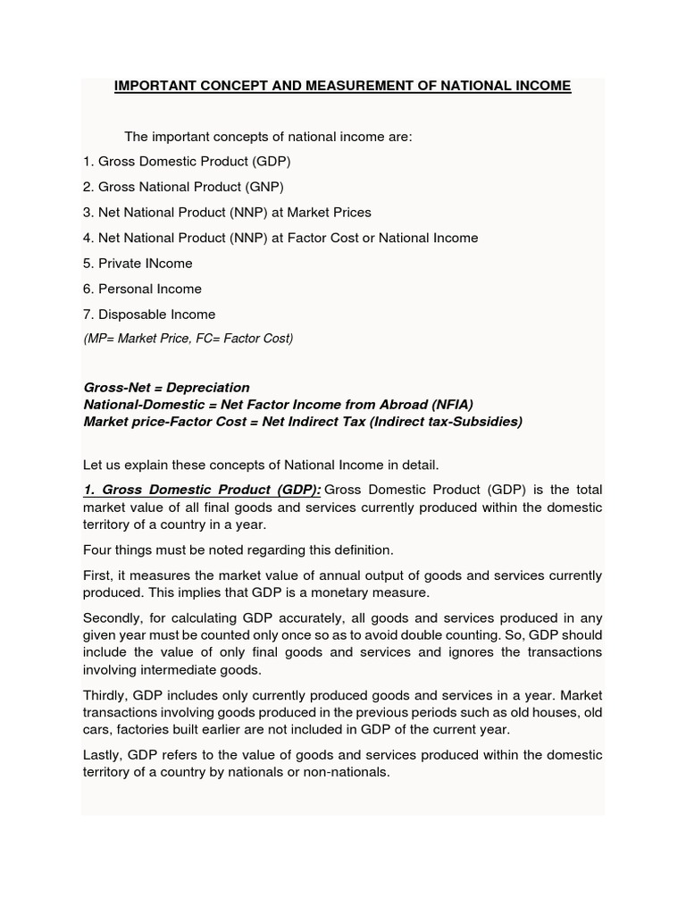 MEASURING NATIONAL INCOME CONCEPTS GDP GNP NNP | PDF | Measures Of ...