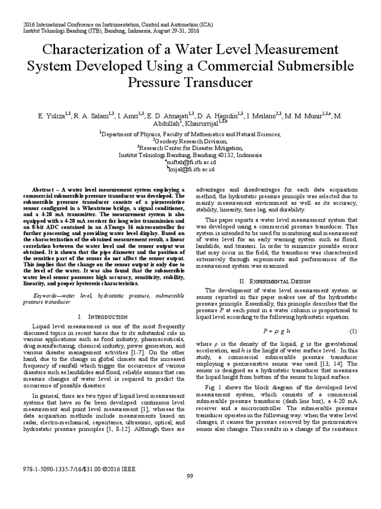 2016-Characterization of A Water Level Measurement | PDF | Sensor ...