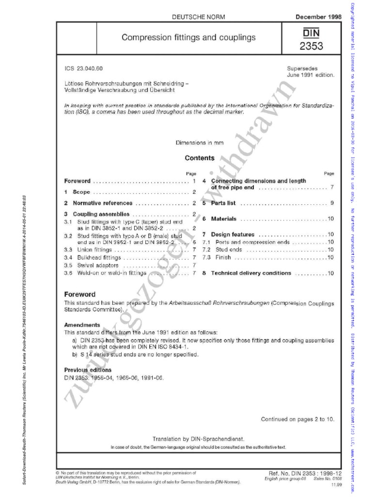 DIN 2353 Dec 1998 | PDF