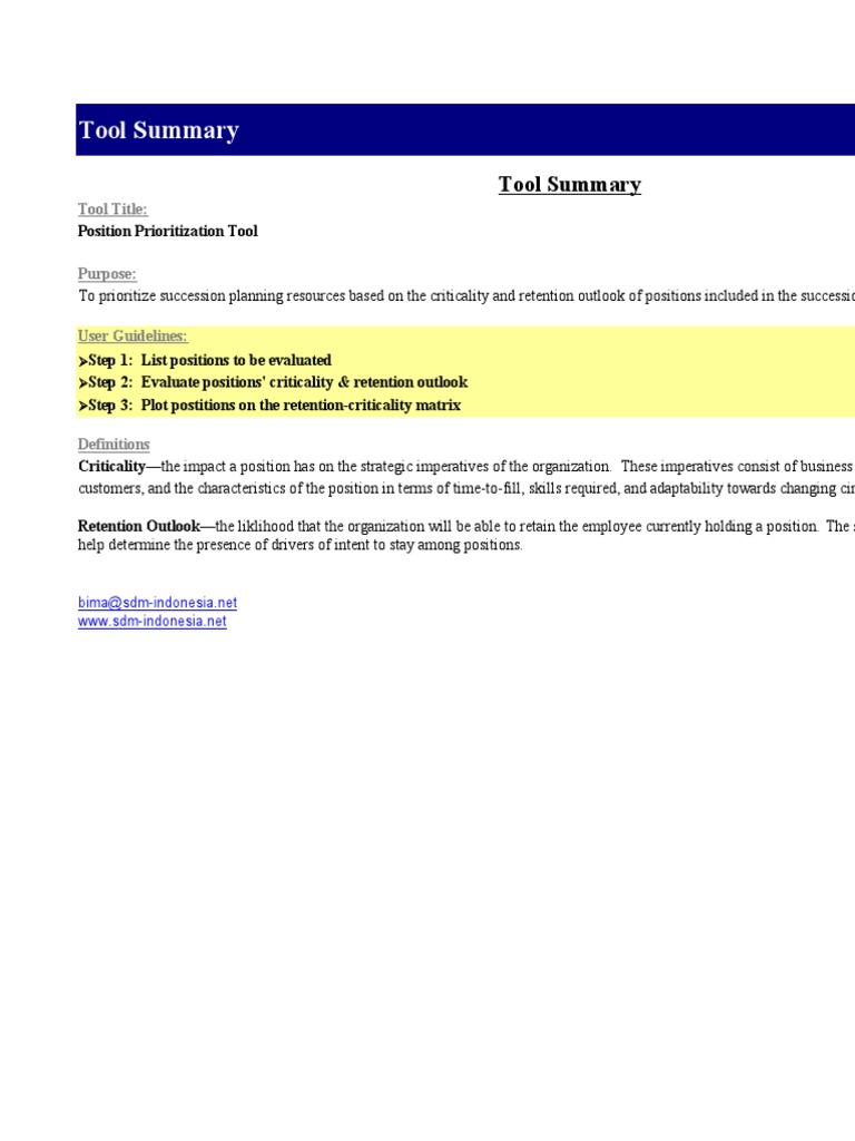 Position Prioritization Tool Guide | PDF | Employee Retention | Employment