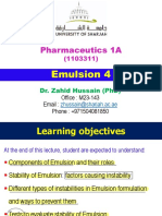 Pharmaceutics 1A Emulsion Components and Stability Factors