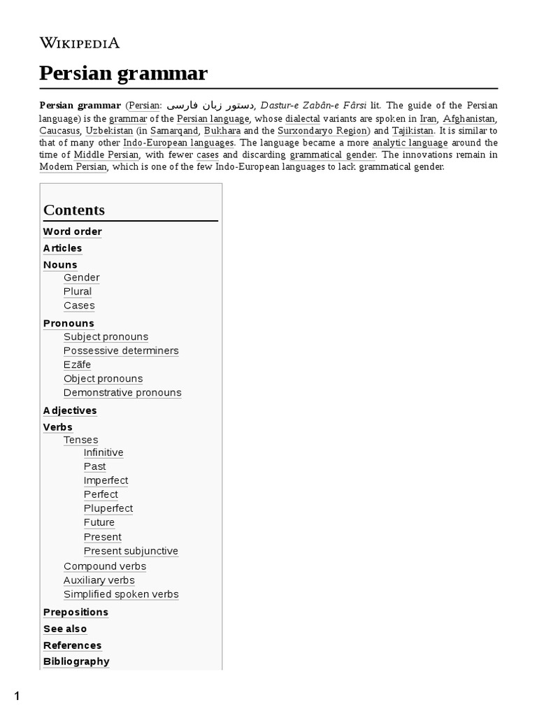 Persian Grammar Pagenumber | PDF | Grammar | Morphology