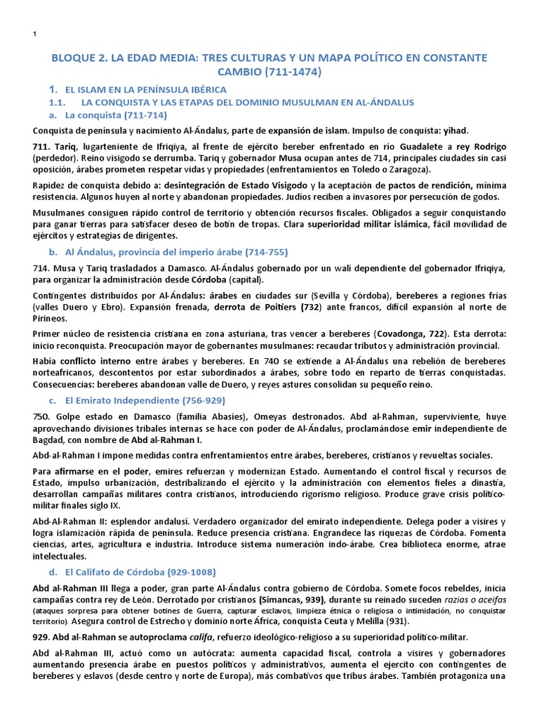 Historia de Al-Ándalus: Conquista y Crisis | PDF | Al Andalus | Edades ...