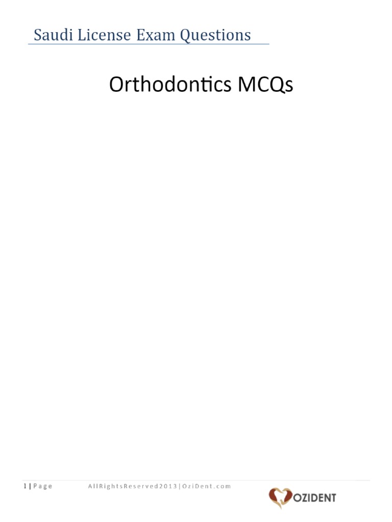 Orthodontics Mcqs Saudi License Exam Questions TOAZ Info PDF