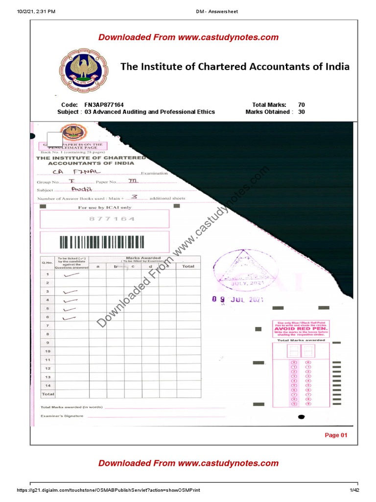 CA Final Advanced Auditing Answersheet | PDF | Applied Philosophy ...