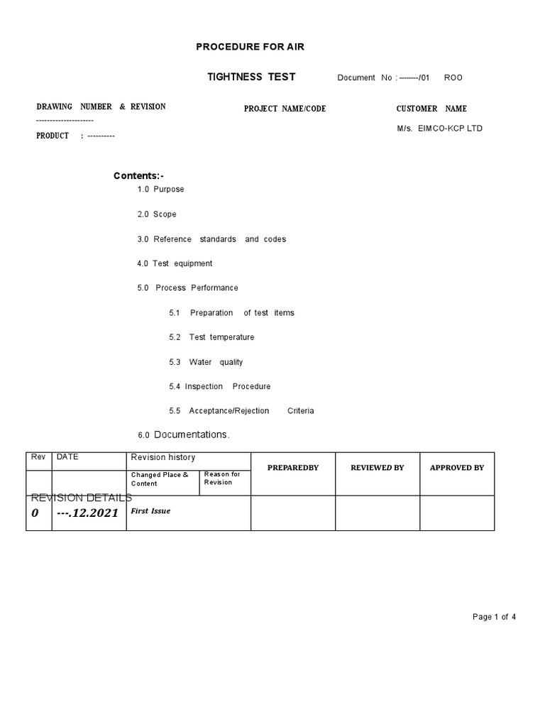 Hydro TEST PROCEDURE FOR BELLOW PDF Leak Welding