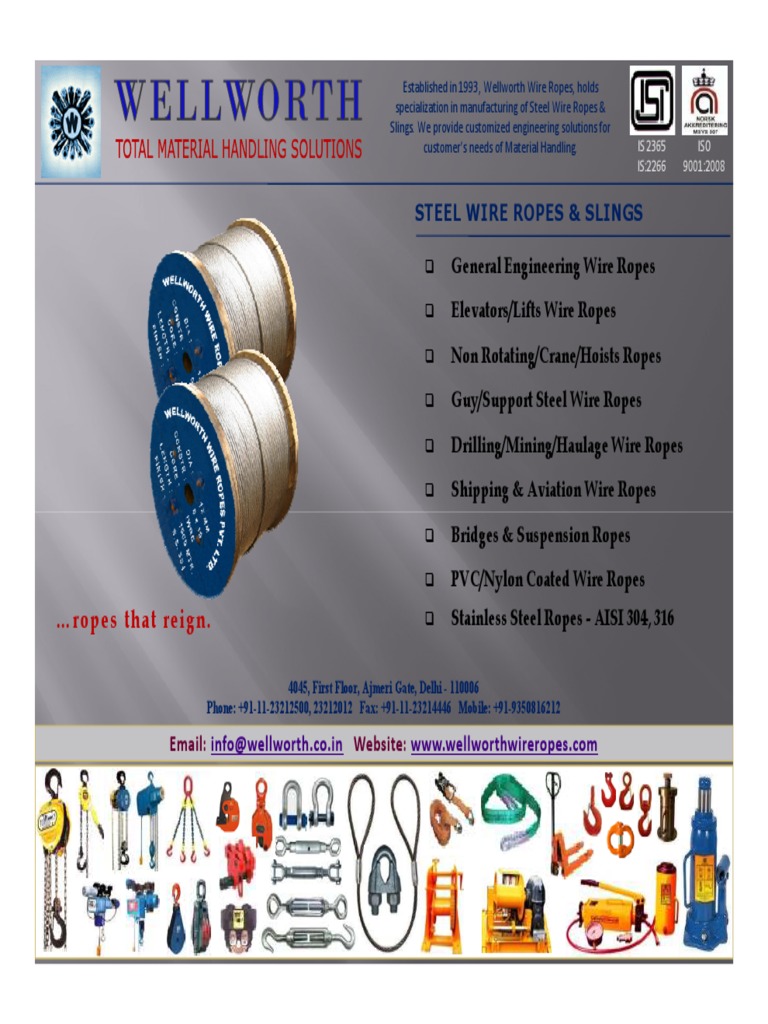 Wire Rope Catalogue, PDF, Rope