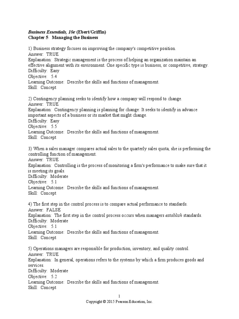 Principle of Mangement Test Bank Chapter 5 | PDF | Strategic Management ...