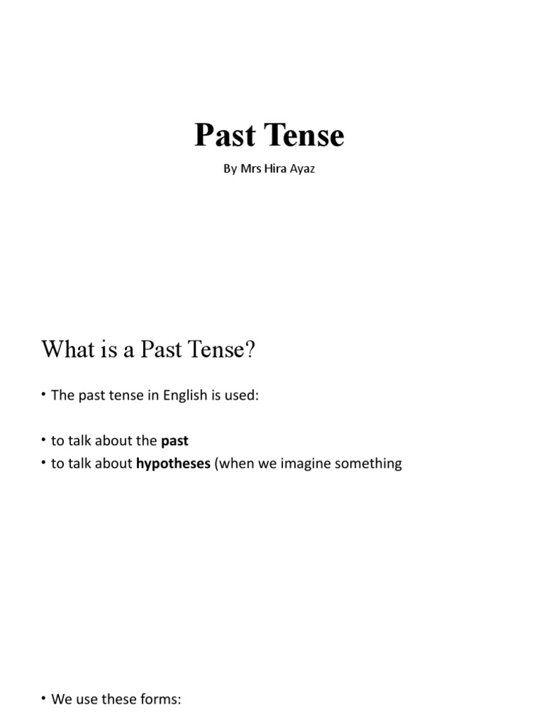 Understanding Past Tense Forms And Examples PDF Grammatical Tense