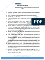 Persyaratan Tender (PEMBANGUNAN TERMINAL BARANG INTERNASIONAL A RUK KALIMANTAN BARAT)