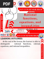 Rational Functions, Equations and Inequalities