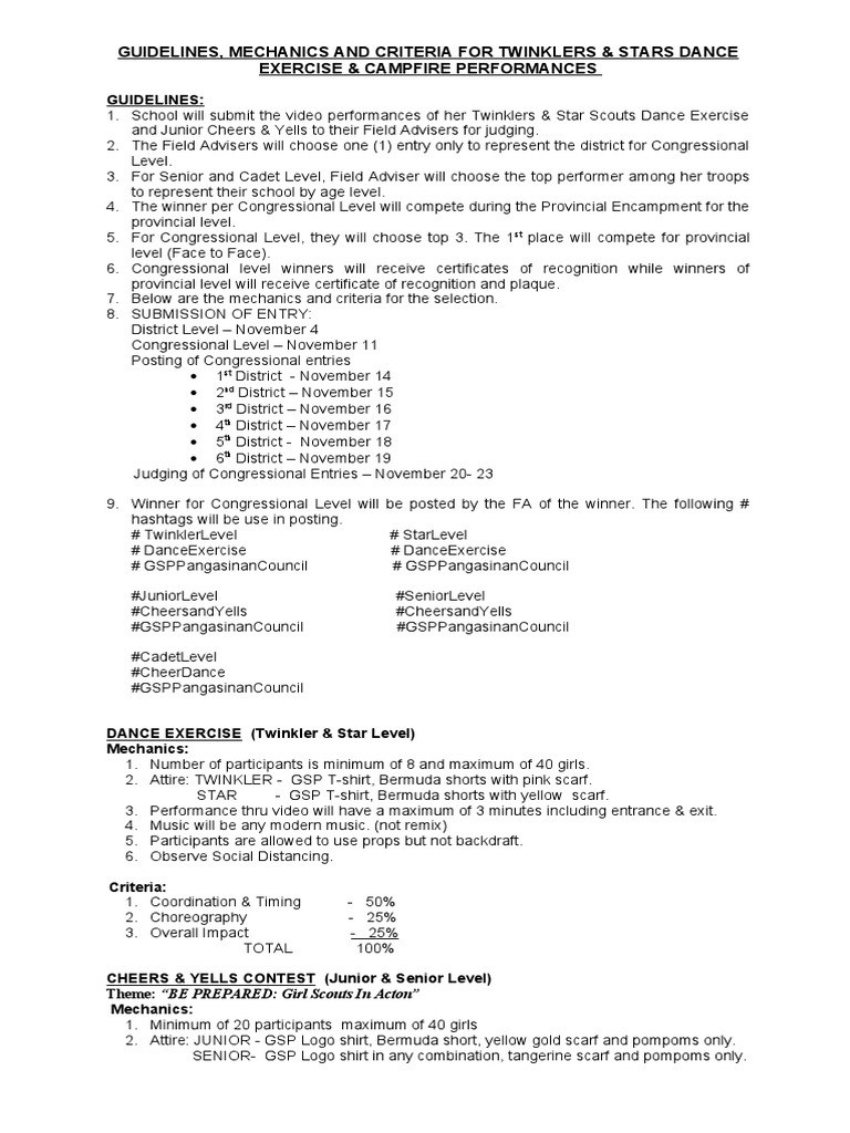 Criteria for Cheers and Yells Contest | PDF