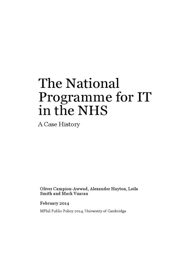NPfIT: A Case Study of IT Failure | PDF | Electronic Health Record ...