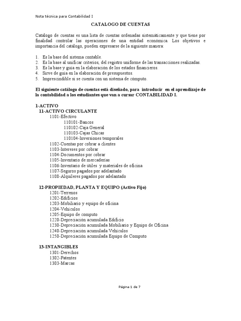 Catálogo de Cuentas Contables | PDF | Contabilidad | Costo