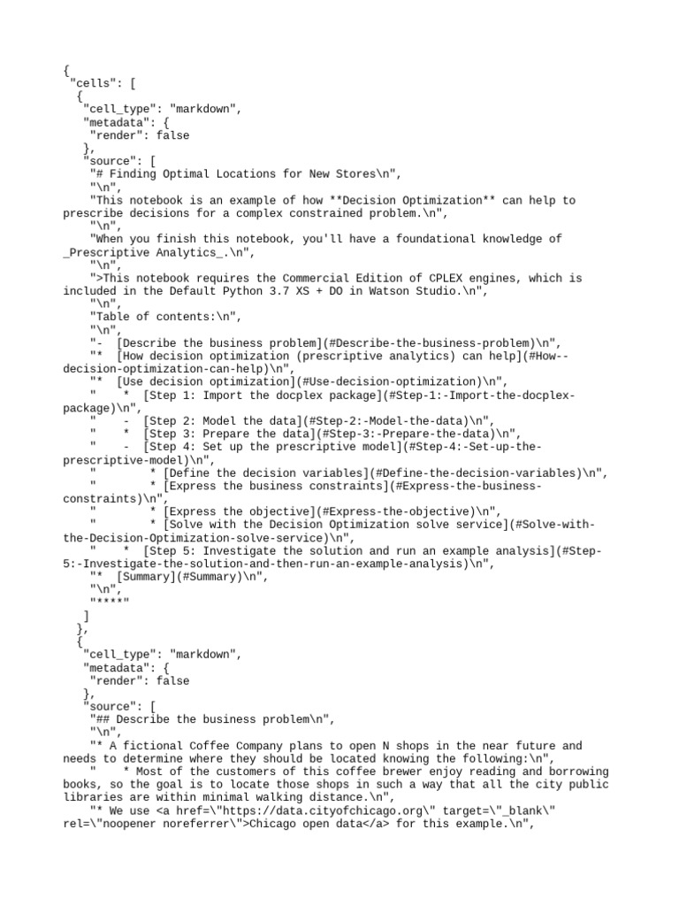 Finding Optimal Locations of New Stores Using DO - Ipynb | PDF ...