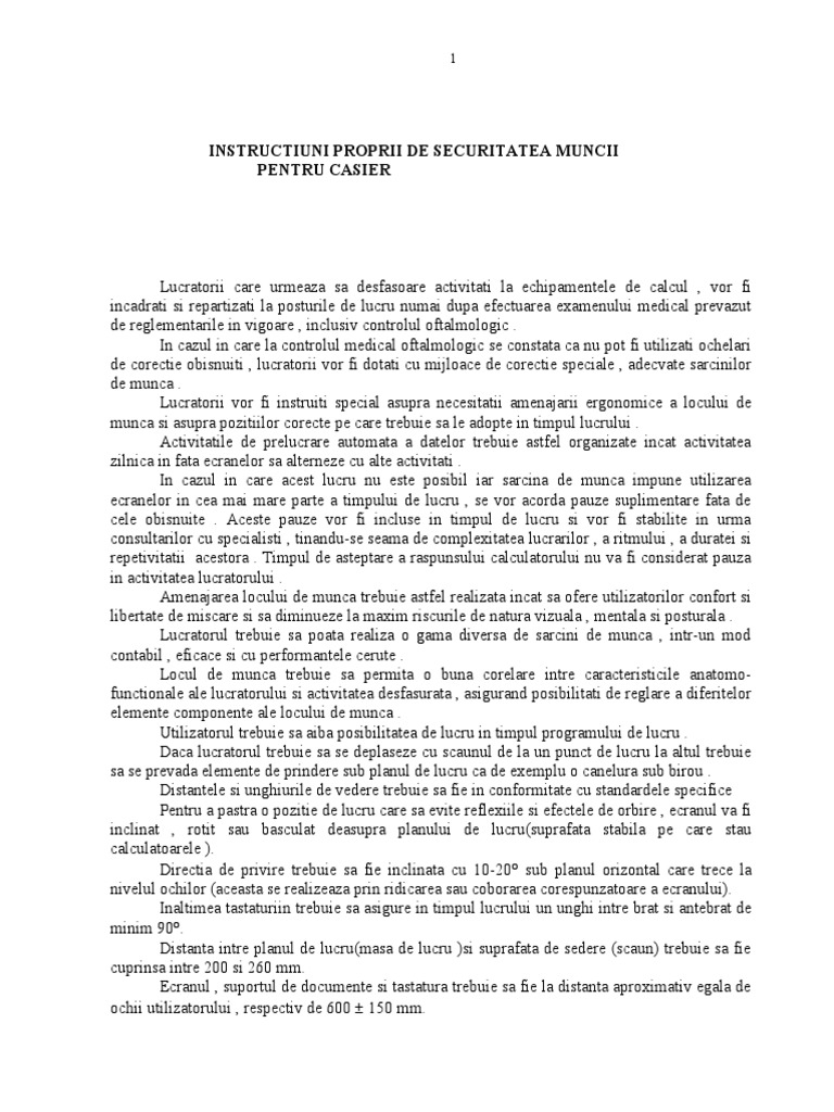 Instructiuni Casier | PDF